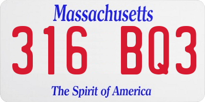 MA license plate 316BQ3