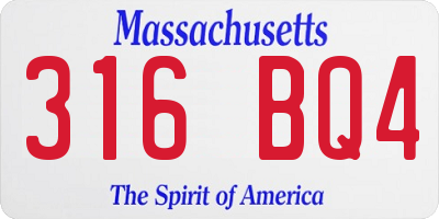 MA license plate 316BQ4