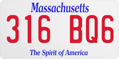 MA license plate 316BQ6