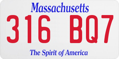 MA license plate 316BQ7