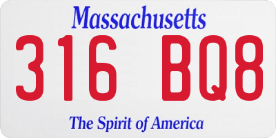 MA license plate 316BQ8