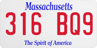 MA license plate 316BQ9