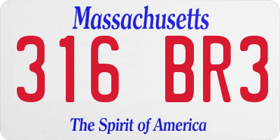 MA license plate 316BR3