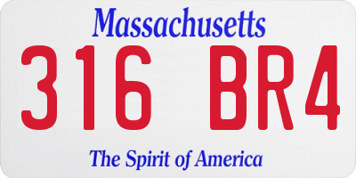 MA license plate 316BR4