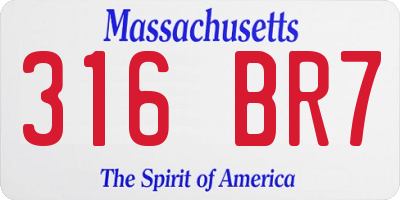 MA license plate 316BR7