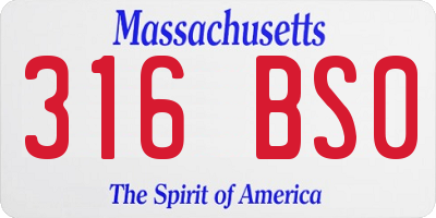 MA license plate 316BS0