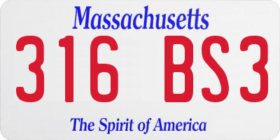 MA license plate 316BS3