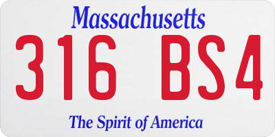 MA license plate 316BS4