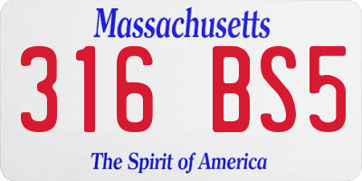 MA license plate 316BS5