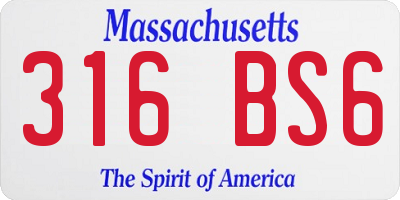 MA license plate 316BS6