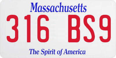 MA license plate 316BS9