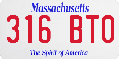 MA license plate 316BT0