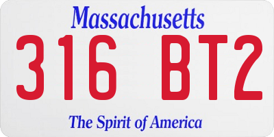 MA license plate 316BT2