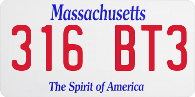 MA license plate 316BT3