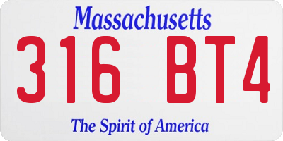 MA license plate 316BT4