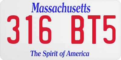 MA license plate 316BT5
