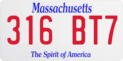 MA license plate 316BT7