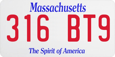 MA license plate 316BT9