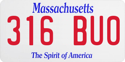 MA license plate 316BU0