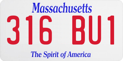 MA license plate 316BU1