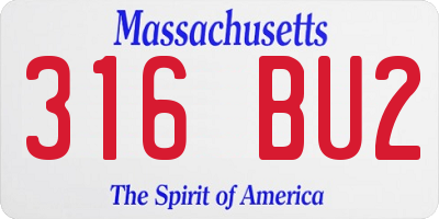 MA license plate 316BU2