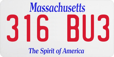 MA license plate 316BU3