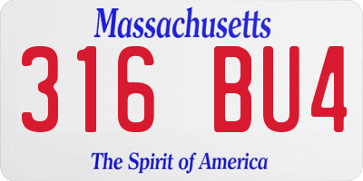 MA license plate 316BU4