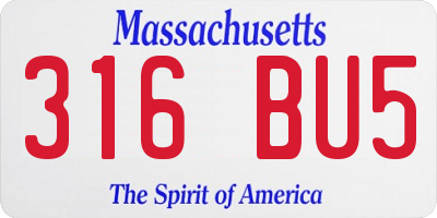 MA license plate 316BU5