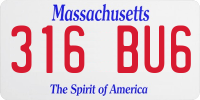 MA license plate 316BU6