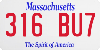 MA license plate 316BU7