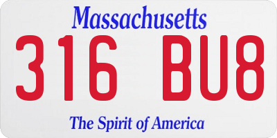 MA license plate 316BU8