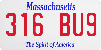 MA license plate 316BU9
