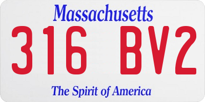 MA license plate 316BV2
