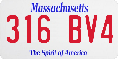 MA license plate 316BV4