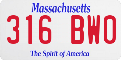MA license plate 316BW0