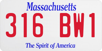 MA license plate 316BW1