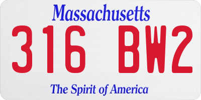 MA license plate 316BW2