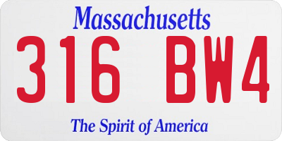 MA license plate 316BW4