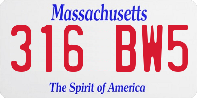 MA license plate 316BW5