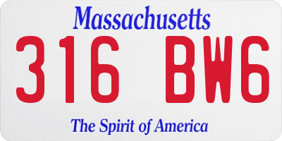 MA license plate 316BW6