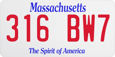 MA license plate 316BW7