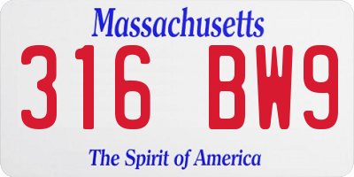 MA license plate 316BW9