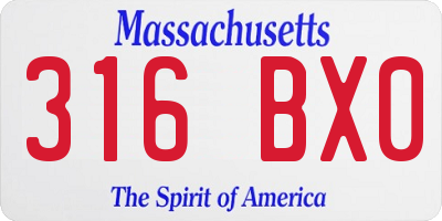 MA license plate 316BX0
