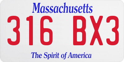 MA license plate 316BX3