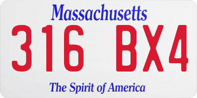 MA license plate 316BX4