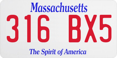 MA license plate 316BX5