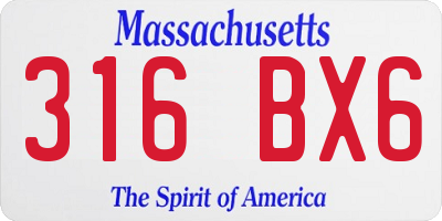 MA license plate 316BX6