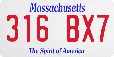 MA license plate 316BX7