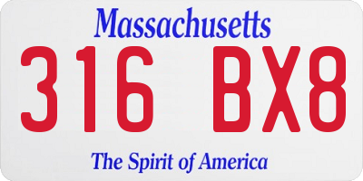 MA license plate 316BX8