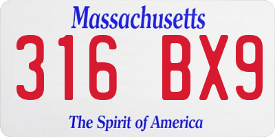 MA license plate 316BX9
